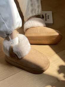 Women's Furry High-Top Boots, Thick Sole Suede Warm Lined Snow Boots For Winter - Camel - View 4