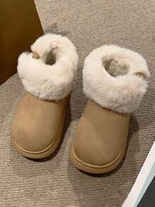 Women's Furry High-Top Boots, Thick Sole Suede Warm Lined Snow Boots For Winter - Camel - View 3