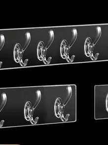 Clear Strong Wall Hook With Suction Cup For Kitchen 1/3/6 Hooks Bathroom Multipurpose - 白色 - 查看 2