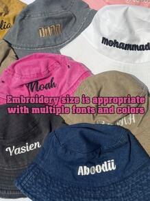 Mũ tai bèo thêu logo và chữ theo yêu cầu (tùy chỉnh), kiểu dáng retro, đa năng, phù hợp cho cả nam và nữ, thích hợp cho sinh hoạt hàng ngày và du lịch. - Tùy chỉnh thêu văn bản - Xem 2