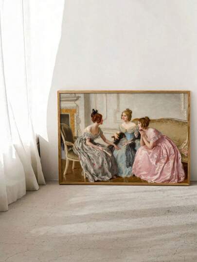 1幅复古人物艺术墙画，欧洲女孩壁龛沙发背景墙装饰海报，适用于客厅、走廊、卧室墙面装饰，无框