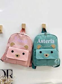 1pc Customizable Embroidered Cartoon Plush Backpack With Cute Bear Design, Lightweight, For Boys Or Girls, Suitable For School, Travel & Daily Use Portable, Multifunction, Versatile, Functional, Practical, All-Purpose Fashion, Cute, Contracted, Vacay Vibes/Vacation, Preppy, Christmas/Holiday Gift, Personalized Gifts School Bag/College Backpack Children For Birthdays, For Graduation, For Christmas, For Winter, For Fall/Autumn, For School, For Outdoors/Outings/Travel/Hiking/Stadium/Sports/Climbing, Customized Women Shoulder Bags, Easy Comfort, New Year Glamour - Pink - View 2