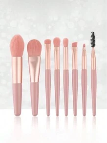 8支迷你化妆刷套装，专业化妆刷套装，包含腮红、高光、眼影、散粉、遮瑕和眉刷，是初学者的理想礼物。 - 彩色 - 查看 5