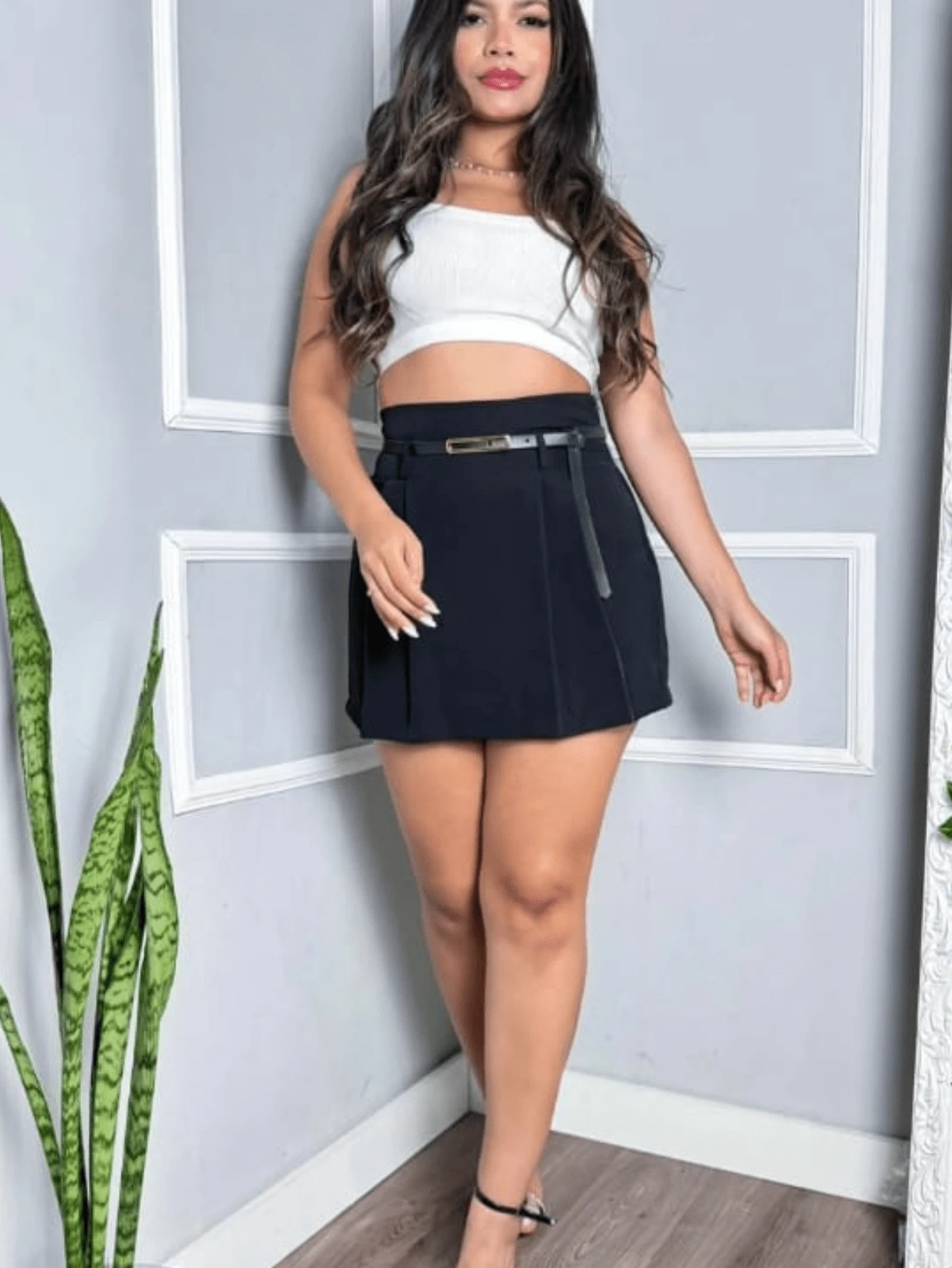 MARTE MODA Short Pleated Skirt In Tailoring - 黑色 - 查看 1