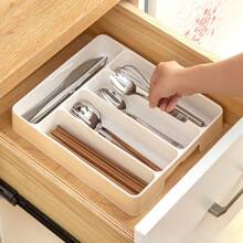 Kitchen Drawer Organizer, Divided Compartment Cutlery Organizer, Cutlery Storage Tray, Western Cutlery Organizer, Home Decoration, Christmas Gifts, Home Gifts, Room Decoration, - Multicolor - View 3