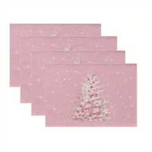 4pcs, Christmas Linen Placemat, Christmas Theme Placemat, Heat Insulation Pad,Kitchen Decorative Table Mat, Western Meal Table Pad,Christmas Decor,Dining Table Decor Best Gifts Birthday Home Decor Christmas Decorations Room Decor Winter Christmas Decorations Home Christmas Gifts Christmas Decor