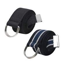 Kit 2 Men's Belt Canvas Grosgrain Buckle Half Ring High Quality Plus Size - 黑/藍繡花 - 查看 6