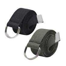 Kit 2 Men's Belt Canvas Grosgrain Buckle Half Ring High Quality Plus Size - 黑/藍繡花 - 查看 7