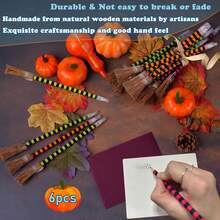 6 piezas Lápices en forma de escoba para Halloween, lápices de colores a rayas, suministros y premios para fiestas - Multicolor - Ver 3