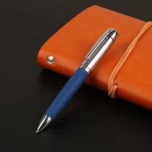 Fancy Nice Gift Luxury Ballpoint Pen With Pu Leather Smoothing Writing Metal Ball Pen For Business - Blue - View 8