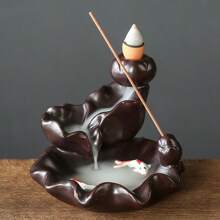 Backflow Incense Burner, Sandalwood Ceramic Incense Holder With Incense Cones Gifts Birthday Graduation
