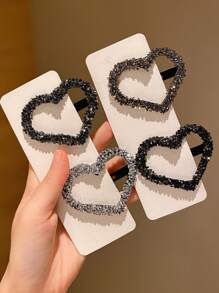 4pcs Shiny Heart Crystal Rhinestone Hair Clips For Girl, New 2024 Style Front Bangs Side Hairpins Hair Accessories - Multicolor - View 4