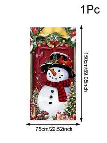 1 件圣诞吊旗，带有雪人、红雀鸟和铃铛元素，适用于室内/室外门、墙壁装饰，适合圣诞节家庭聚会派对、圣诞节 - 彩色 - 查看 2