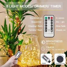 万圣节快乐灯串 1 件或 2 件 33 英尺 100 个 LED 仙女灯 USB 带遥控器圣诞灯带遥控器防水 8 种模式萤火虫闪烁灯串适用于圣诞节、婚礼户外装饰万圣节派对、家居装饰、厨房装饰、万圣节装饰、房间装饰、圣诞装饰、派对装饰、派对礼物、万圣节装饰、圣诞装饰、万圣节礼物、圣诞礼物、厨房用品、厨房用具、厨房工具、厨房用品。 - USB - 查看 9