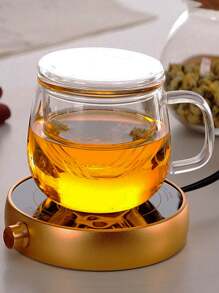 1set Thick Glass Tea Cup With Lid, Transparent Teapot Shaped Tea Infuser Cups, Heat Resistant High Borosilicate Glass Flower Tea Cups, Office Drinkware Set - Transparent - View 1