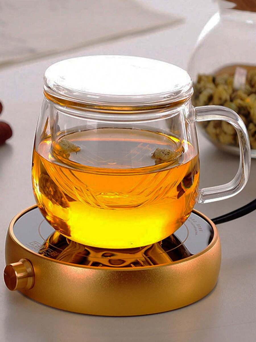 1set Thick Glass Tea Cup With Lid, Transparent Teapot Shaped Tea Infuser Cups, Heat Resistant High Borosilicate Glass Flower Tea Cups, Office Drinkware Set - Transparent - View 1