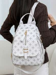 Stylish Large Capacity Women Travel Backpack - White - View 2
