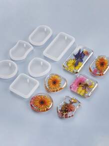6 Stücke/1 Set - Silikon-Anhängerform DIY oval quadratisch kristall edelstein förmige Halskette Schlüsselanhänger Ohrringe Anhänger Form Epoxidharz Form