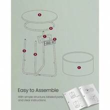 VASAGLE Side Table With Charging Station, Round End Table With Fabric Basket, Nightstand With Power Outlets USB Ports, For Living Room, Bedroom, Modern - Màu xanh Ô liu - Xem 8