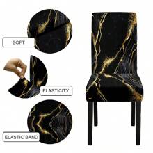 1 pieza Funda elástica de spándex con estilo de mármol antideslizante para silla de comedor, de patrón multicolor y floral, adecuada para sala de estar y comedor