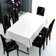 1 pieza Funda elástica de spándex con estilo de mármol antideslizante para silla de comedor, de patrón multicolor y floral, adecuada para sala de estar y comedor