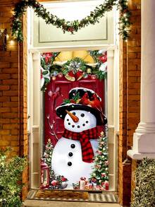 1 件圣诞吊旗，带有雪人、红雀鸟和铃铛元素，适用于室内/室外门、墙壁装饰，适合圣诞节家庭聚会派对、圣诞节 - 彩色 - 查看 8
