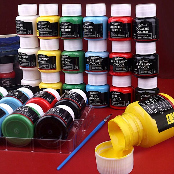 Juego de 12 colores x 25ml/0.84oz, acrílico, acuarela, póster, vidrio, tela, conjunto de pinturas de gouache, adecuado para creación artística, artesanía, coloración, vidrio, pantalla de lámpara, regreso a la escuela, útiles escolares