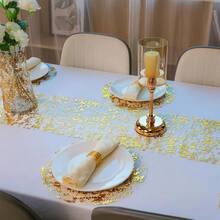 1/3/18pcs Luxury Round Placemats & Square Table Runners, Wedding Party Celebration Decor, Metal Mesh Gold Foil Placemats, Usable Gold & Silver Round Placemats, Gold Foil Metal Mesh Small Mats, For Christmas Valentine Party Decorations, Gold & Silver - Multicolor - View 8