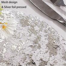 1/3/18pcs Luxury Round Placemats & Square Table Runners, Wedding Party Celebration Decor, Metal Mesh Gold Foil Placemats, Usable Gold & Silver Round Placemats, Gold Foil Metal Mesh Small Mats, For Christmas Valentine Party Decorations, Gold & Silver - Multicolor - View 10