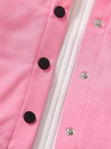 2件套女童休闲学院风星星字母印花撞色长袖连帽外套和裤子套装，轻薄面料，适合春秋季穿着 - 玫紅色 - 查看 4