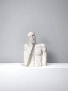 14.6cm北欧单手脸颊支撑树脂仿石膏雕像摆件轻奢客厅设计感装饰抽象半身艺术家 (1件) - 白色 - 查看 3