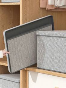 Clothing Storage Box With Lid, Large Capacity Home Organizer Bin, Cabinet Wardrobe Storage Basket Container - Multicolor - View 5