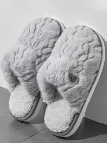 Women Slippers Warm Plush Indoor Home Slippers Couples Winter Non-Slip House Shoes