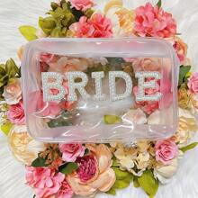 1 túi đựng đồ trang điểm ngọc trai cô dâu, túi đựng mỹ phẩm trong suốt, túi đựng đồ du lịch chống thấm nước, quà tặng sáng tạo cho cô dâu phù dâu, đồ trang trí tiệc độc thân cho cô dâu, túi đựng đồ trang điểm cho đám cưới, ngày lễ tình nhân giáng sinh - Trong sáng - Xem 7