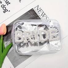 1 túi đựng đồ trang điểm ngọc trai cô dâu, túi đựng mỹ phẩm trong suốt, túi đựng đồ du lịch chống thấm nước, quà tặng sáng tạo cho cô dâu phù dâu, đồ trang trí tiệc độc thân cho cô dâu, túi đựng đồ trang điểm cho đám cưới, ngày lễ tình nhân giáng sinh - Trong sáng - Xem 3