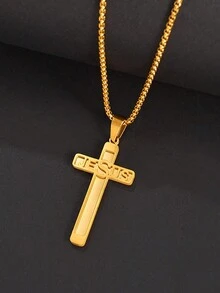 1 Mặt dây chuyền hàn hai lớp chữ thập DIY Cắt vòng cổ tên chữ cái tiếng Anh Vòng cổ cá nhân hóa châu Âu và Mỹ, Vòng cổ thép không gỉ chất lượng cao mạ vàng 18k, bao gồm hộp quà tặng sản phẩm, quà tặng cho bạn trai và bạn gái, gia đình và những người thân yêu, quà tặng ngày lễ tình nhân, ngày lễ Những món quà - Vàng - Xem 3