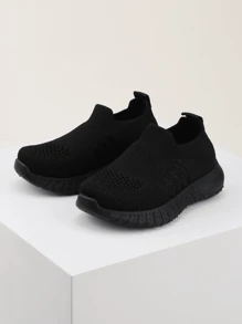 1 双运动鞋，幼儿学步鞋，网眼设计，透气舒适，适合男孩和女孩，幼儿园休闲鞋，轻便防滑塑料鞋底，适合春季、夏季和秋季 - 黑色 - 查看 4