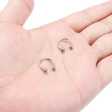 2pcs/Set 16G Horseshoe Nose Ring Stainless Steel Hypoallergenic 18K Gold Plated Black 8mm 10mm For Nose,Lip,Earrings,Septum,Cartilage Piercing,Unisex, Fashion Style,Body Jewelry For Men & Women