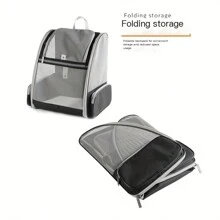 宠物外出透气猫狗背包，通风设计安全带扣支撑可折叠，可折叠大容量背包，适合中小型宠物（15 磅以下） - 黑色 - 查看 7