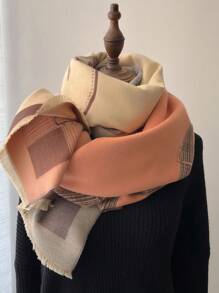 1pc Women Autumn/Winter Fashion Faux Cashmere Warm Shawl Scarf, Suitable For Daily Use - Multicolor - View 2