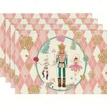 4pcs, Christmas Linen Placemat, Christmas Theme Placemat, Heat Insulation Pad,Kitchen Decorative Table Mat, Western Meal Table Pad,Christmas Decor,Dining Table Decor Best Gifts Birthday Home Decor Christmas Decorations Room Decor Winter Christmas Decorations Home Christmas Gifts Christmas Decor