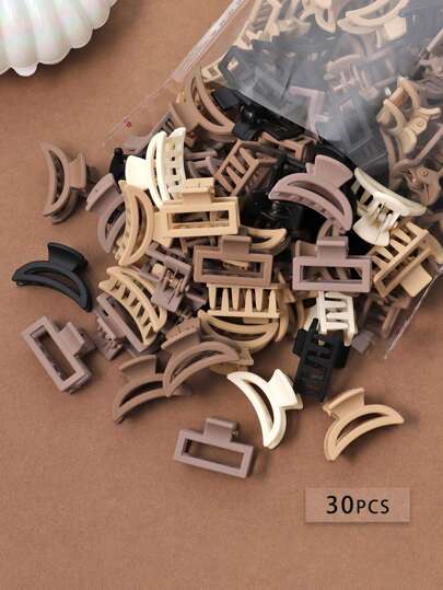 30 件中号女士方形和波浪卡通时尚发夹，多种颜色，发饰，发爪，爪夹，发夹，发夹，秋冬度假装女士