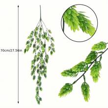 2pcs UV Resistant Artificial Hops, Vine Garland Plants, Fake Hanging Vine Hops, Artificial Hanging Plants, Used For Home Garden Decoration, Home Decoration, Wedding Party Decoration, Beer Festival Decoration - Green - View 3