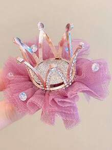 1 Piece Of Children's Mesh Crown Hairpin Princess Crown Headdress Super Fairy Baby Girl Photo Internet Celebrity Birthday First Birthday Little Girl Hair Accessories - Mesh Crown Hairpin - View 9