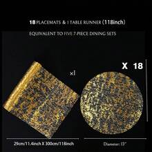 1/3/18pcs Luxury Round Placemats & Square Table Runners, Wedding Party Celebration Decor, Metal Mesh Gold Foil Placemats, Usable Gold & Silver Round Placemats, Gold Foil Metal Mesh Small Mats, For Christmas Valentine Party Decorations, Gold & Silver - Multicolor - View 13