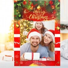 1 件 19*27 英寸圣诞照片亭道具框架派对用品 - 圣诞快乐新年派对装饰品，圣诞节 - 紅色 - 查看 7