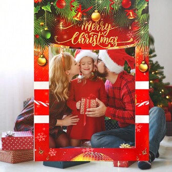1 pieza Marco de fotomatón de 19*27 pulgadas para decoración de fiestas navideñas y de Año Nuevo - Decoraciones navideñas