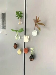 8pcs Premium Durable Mini Ceramic Vase Decorative Refrigerator Magnets, DIY Artificial Potted Plant Decoration Set, 8pcs Ceramic Vase Fridge Magnets, Succulent Plant Pot Magnets, Cute Girls Decoration Ornaments - Multicolor - View 2