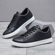 男士休闲运动滑板鞋防滑学生运动鞋四季小白鞋 - 黑色 - 查看 3