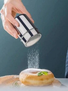 2 件装不锈钢糖粉摇晃器带盖掸子，不锈钢粉末摇晃器，糖分配器细网摇晃器粉末罐适用于小苏打可可玉米淀粉咖啡面粉等摇晃器筛子分配器掸子容器不锈钢适用于肉桂粉糖粉玉米淀粉等糖粉摇晃器，糖粉分配器掸子面粉分配器烘焙用品，厨房用品 - 彩色 - 查看 1